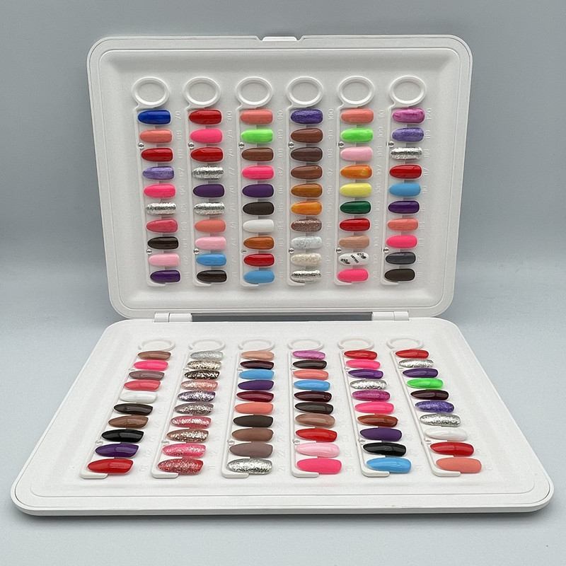 Nagų dailės spalvų kortelės knygelė, nuimama vitrina, nagų dailės spalvų kortelė, vitrina, nagų lako klijai, nagų stilius, nešiojamas