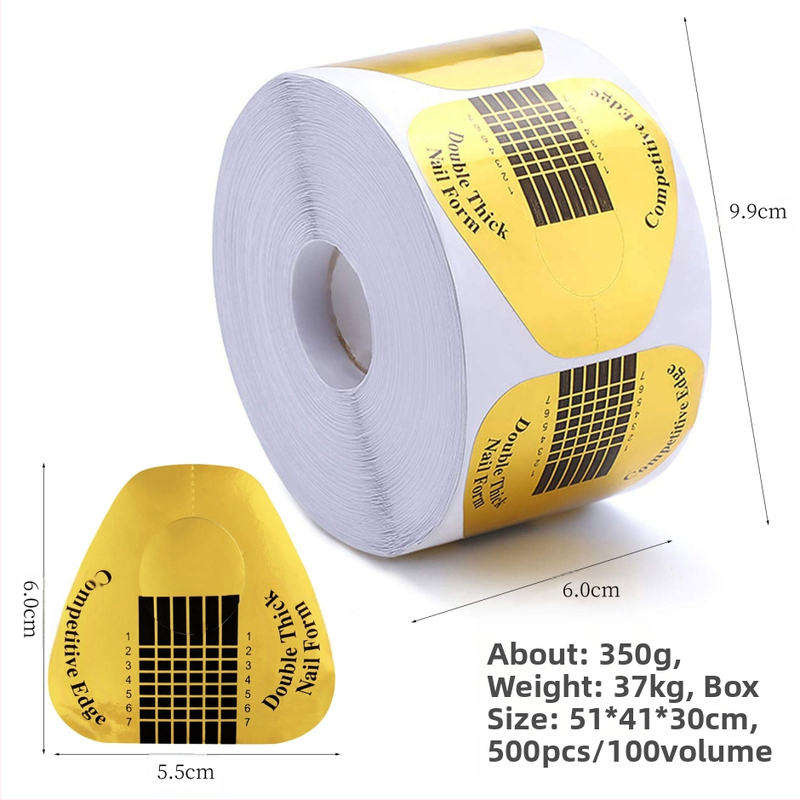 Manikiūro įrankiai Auksinio pasagos formos kvadratinis prailginimo dėklas Krištolinių fototerapijos klijų nagų priauginimo popierinis dėklas Didmeninė prekyba