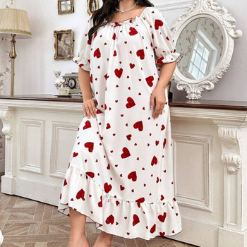 2025 Šaty s potlačou cezhraničnej lásky, európske a americké nočné košele, nočné košele, domáce oblečenie, nové pyžamo s krátkym rukávom, sladké a roztomilé