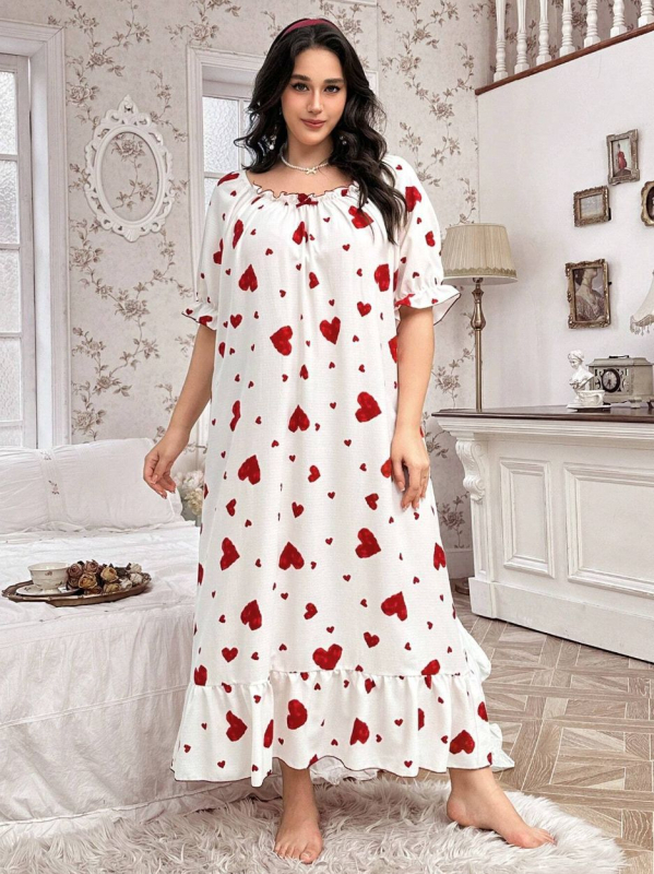 2025 Šaty s potlačou cezhraničnej lásky, európske a americké nočné košele, nočné košele, domáce oblečenie, nové pyžamo s krátkym rukávom, sladké a roztomilé