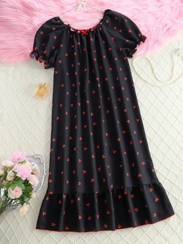 2025 Šaty s potlačou cezhraničnej lásky, európske a americké nočné košele, nočné košele, domáce oblečenie, nové pyžamo s krátkym rukávom, sladké a roztomilé