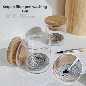 Naujas nagų plovimo rašiklio puodelis su filtro dangteliu, krištolinis puodelis, nagų lako rašiklio valymo, plovimo rašiklis, specialūs įrankiai, didmeninė prekyba
