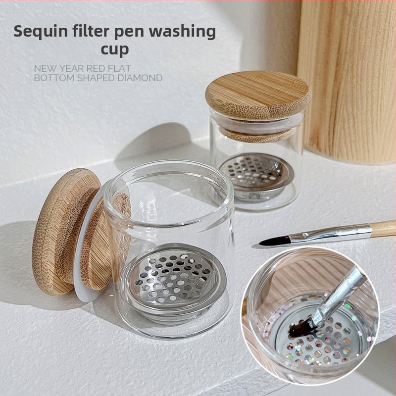 Naujas nagų plovimo rašiklio puodelis su filtro dangteliu, krištolinis puodelis, nagų lako rašiklio valymo, plovimo rašiklis, specialūs įrankiai, didmeninė prekyba