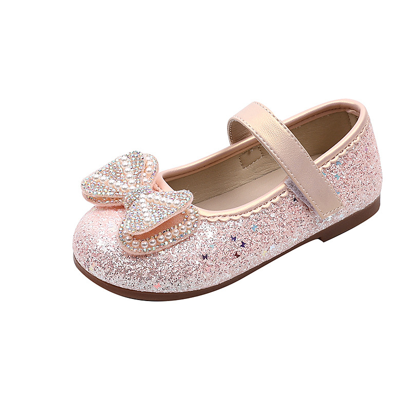 Meiteņu princeses kurpes pavasarī un rudenī Jaunas bērnu kurpes Mazas ādas kurpes Kristāla kurpes Bērnu deju kurpes Vienslāņa kurpes ar kleitu