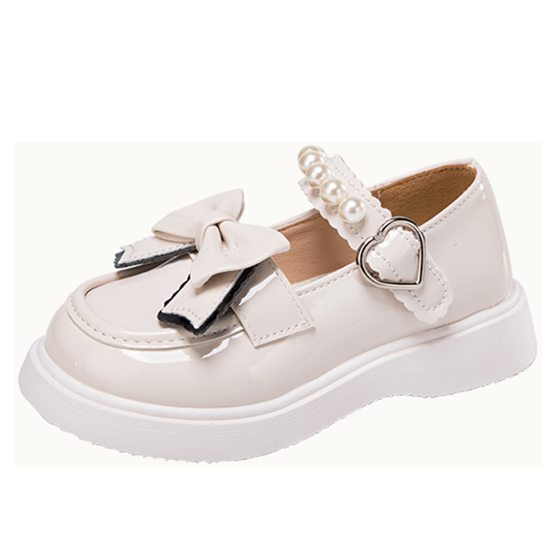 Meiteņu apavi bērniem princeses apavi balti mazi ādas apavi 2024. gada jauni pavasara un rudens meiteņu ādas apavi ar mīkstu zoli