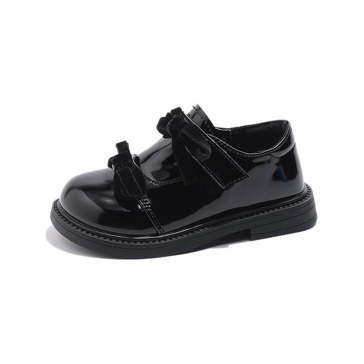 2025. aasta kevad- ja sügiskingad, väikese tüdruku temperamendiga lipsuga printsessikingad, Korea temperamendiga erksad nahast kingad tüdrukutele