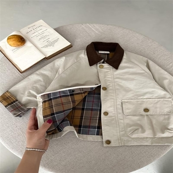 Παιδικό παλτό για αγόρια και παιδιά 2025 Νέα ραφή στο πάνω μέρος με αντίθεση χρωμάτων 2024 Αντιανεμικό μπουφάν Styline για μωρά