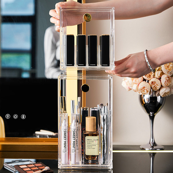 Stalinis tualetinis staliukas, lūpų dažų laikymo lentynėlė, didelės talpos makiažo šepetėlių laikymo vamzdelis, atsparus dulkėms, stalinė kosmetikos laikymo dėžutė