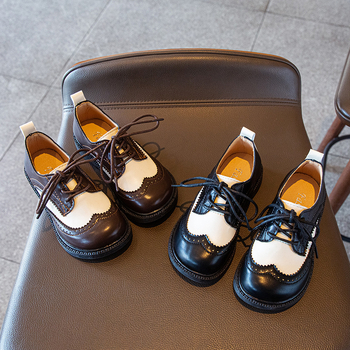 Poiste nahkkingad 2025. aasta kevad- ja sügiskingad, uued, Korea stiilis, algkooli kingad, mustad, tüdrukute vabaajakingad