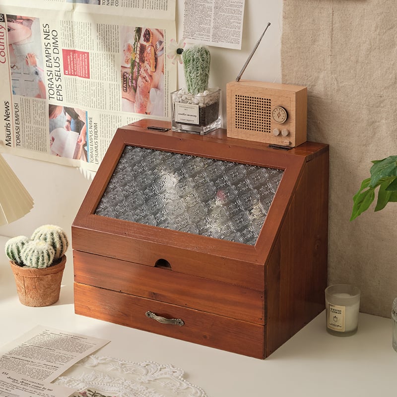Kosmētikas uzglabāšanas skapis, koka, vintage, japāņu stila, divu slāņu atvilktņu, galda piederumu, ūdens, piena uzglabāšanas skapis
