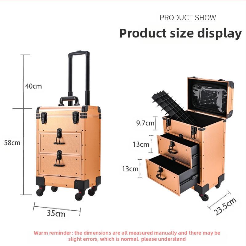 Professionaalne tõmbevardaga kosmeetikakott küüneümbris ilusalongi tööriistakast uus mitmekihiline sahtliga suure mahutavusega kerge luksus