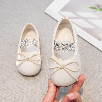 2024. gada pavasara un vasaras meiteņu jaunās korejiešu stila sieviešu mazuļu baleta kurpes ar bantēm un princeses mirdzuma dimanta zīda deju kurpes