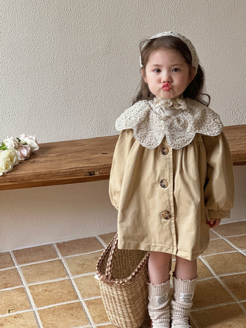 Djevojački baloner za jesen 2025., dječji top srednje duljine u britanskom stilu za djevojčice, proljetna i jesenska jakna korejskog dizajna