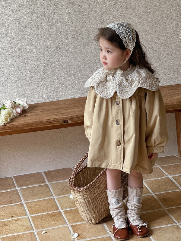 Djevojački baloner za jesen 2025., dječji top srednje duljine u britanskom stilu za djevojčice, proljetna i jesenska jakna korejskog dizajna