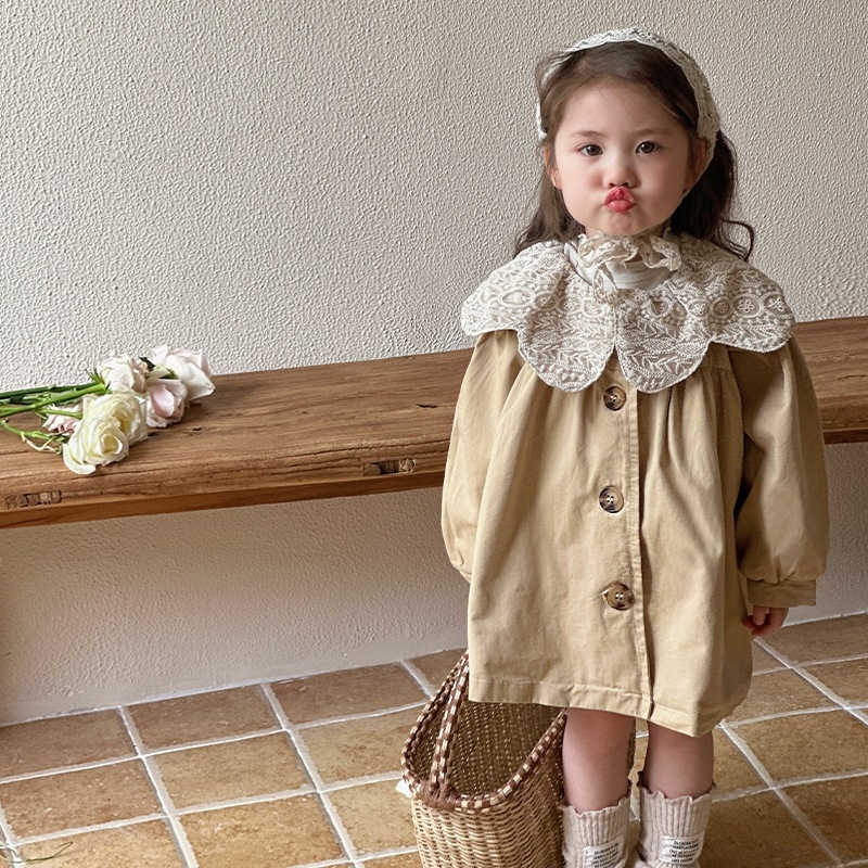 Djevojački baloner za jesen 2025., dječji top srednje duljine u britanskom stilu za djevojčice, proljetna i jesenska jakna korejskog dizajna