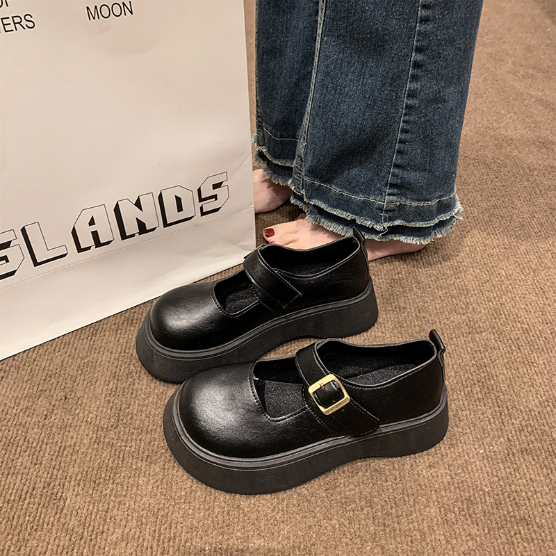 2025 m. pavasario nauji moteriški retro britiško stiliaus dideli apvalūs pirštai Mary Jane storapadis platforminiai bateliai