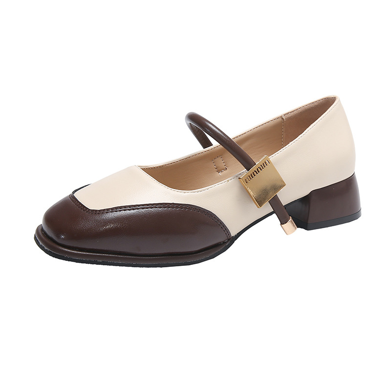 Prantsuse õmblusega kandilise ninaga madala suuga kingad naistele 2024. aasta kevad- ja sügisesed uued pehme põhjaga pandlaga seelikuga elegantsed väikesed nahast kingad