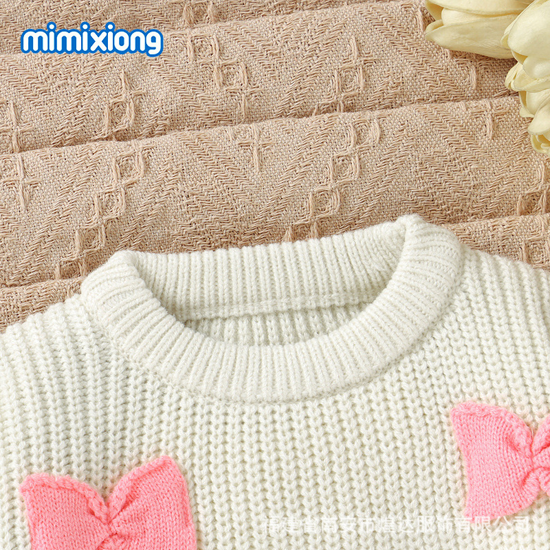 Πουλόβερ για άνδρες και γυναίκες με τρισδιάστατο φιόγκο και σχέδιο για το φθινόπωρο και το χειμώνα σε προσφορά για το νέο μωρό