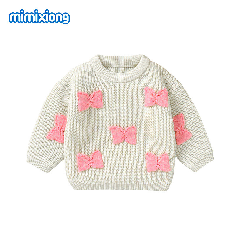 Πουλόβερ για άνδρες και γυναίκες με τρισδιάστατο φιόγκο και σχέδιο για το φθινόπωρο και το χειμώνα σε προσφορά για το νέο μωρό