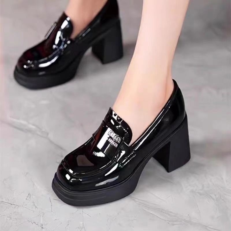 „Jinbukang“ užsegami moteriški mokasinai su storu kulnu, pavasario ir rudens nauji, universalūs bateliai