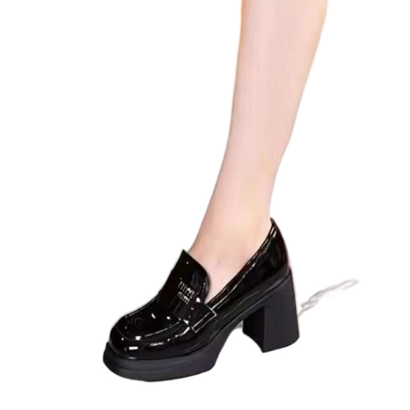 „Jinbukang“ užsegami moteriški mokasinai su storu kulnu, pavasario ir rudens nauji, universalūs bateliai