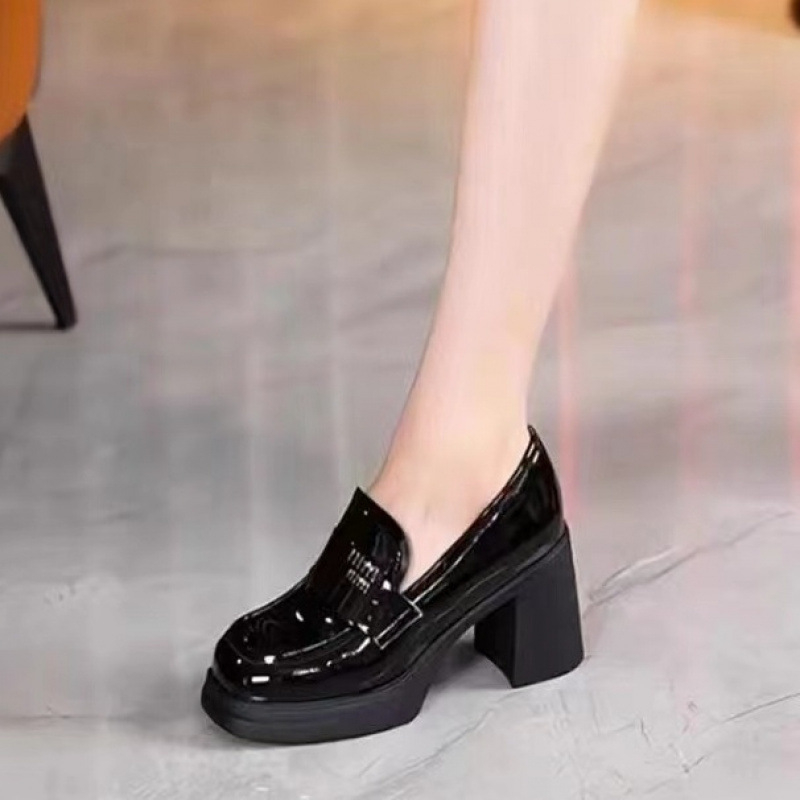 „Jinbukang“ užsegami moteriški mokasinai su storu kulnu, pavasario ir rudens nauji, universalūs bateliai