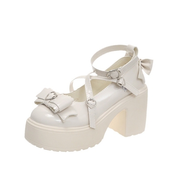 Nauji prancūziško stiliaus Mary Jane stori kulniukai, stora apačia, apvali nosis 2024 m. rudens suknelė, sekli burna, lolita odiniai bateliai moterims