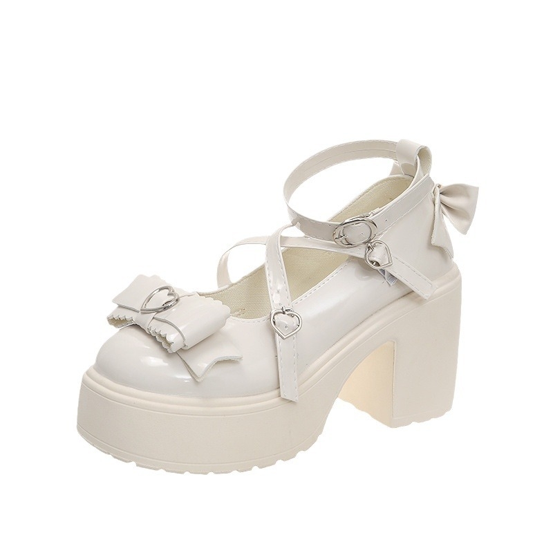 Nauji prancūziško stiliaus Mary Jane stori kulniukai, stora apačia, apvali nosis 2024 m. rudens suknelė, sekli burna, lolita odiniai bateliai moterims