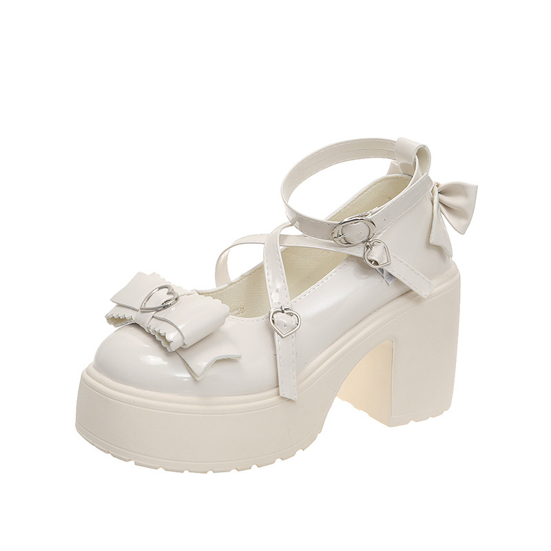 Nauji prancūziško stiliaus Mary Jane stori kulniukai, stora apačia, apvali nosis 2024 m. rudens suknelė, sekli burna, lolita odiniai bateliai moterims