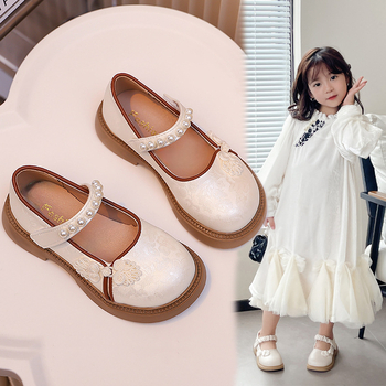 Μικρά δερμάτινα παπούτσια για κορίτσια, φλατ παπούτσια με μαλακή σόλα, παιδικά παπούτσια, νέα κινέζικα παπούτσια δυναστείας Χαν του 2025 για μικρά κορίτσια, νέα κινέζικη ρετρό