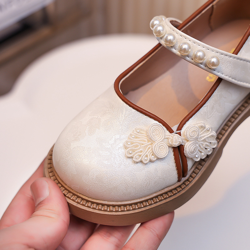 Μικρά δερμάτινα παπούτσια για κορίτσια, φλατ παπούτσια με μαλακή σόλα, παιδικά παπούτσια, νέα κινέζικα παπούτσια δυναστείας Χαν του 2025 για μικρά κορίτσια, νέα κινέζικη ρετρό