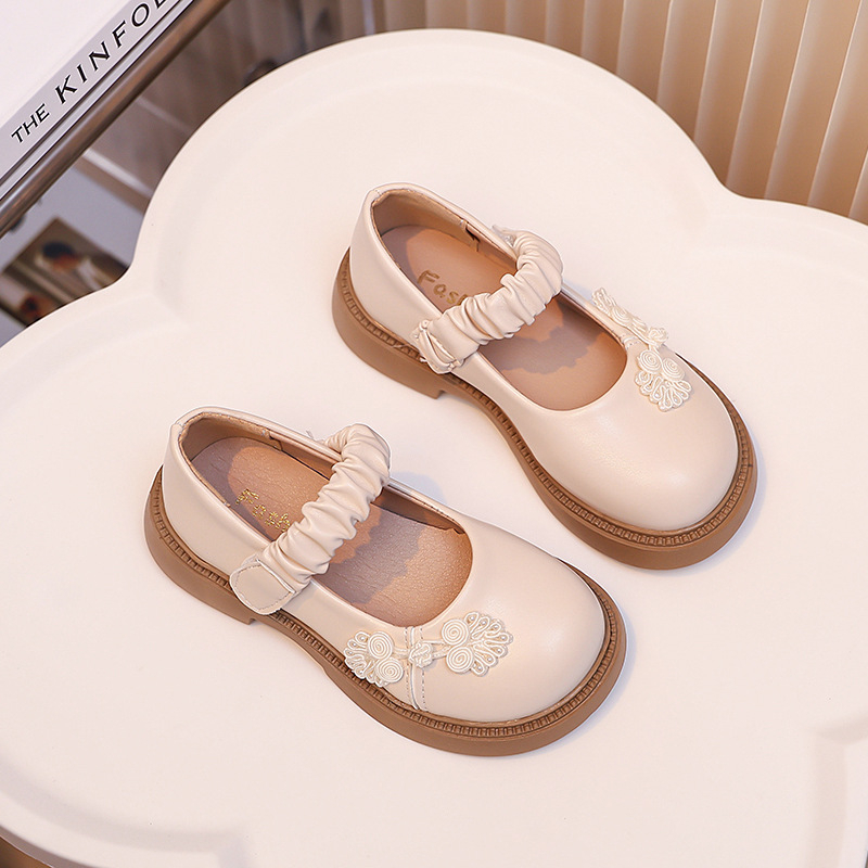 Μικρά δερμάτινα παπούτσια για κορίτσια, φλατ παπούτσια με μαλακή σόλα, παιδικά παπούτσια, νέα κινέζικα παπούτσια δυναστείας Χαν του 2025 για μικρά κορίτσια, νέα κινέζικη ρετρό