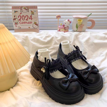 Μικρά δερμάτινα γαλλικά παπούτσια με χοντρή σόλα για γυναίκες 2025 Άνοιξη και καλοκαίρι Νέα ρετρό Jk βρετανικού στιλ με γλυκιά ασορτί φούστα Mary Jane παπούτσια