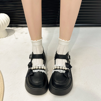 Patogūs storapadiai maži odiniai moteriški bateliai, 2025 m. nauji korėjietiško stiliaus vienos eilutės sagties mokasinai, mieli ir madingi Mary Jane bateliai