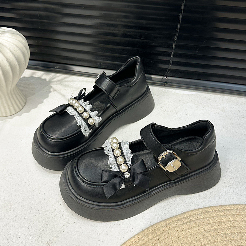 Patogūs storapadiai maži odiniai moteriški bateliai, 2025 m. nauji korėjietiško stiliaus vienos eilutės sagties mokasinai, mieli ir madingi Mary Jane bateliai