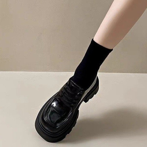 Mocasini japonezi pentru femei, primăvara 2025, modă nouă, all-match, toc mic și gros, antiderapant, dulci, cool, mici, din piele, pantofi la modă