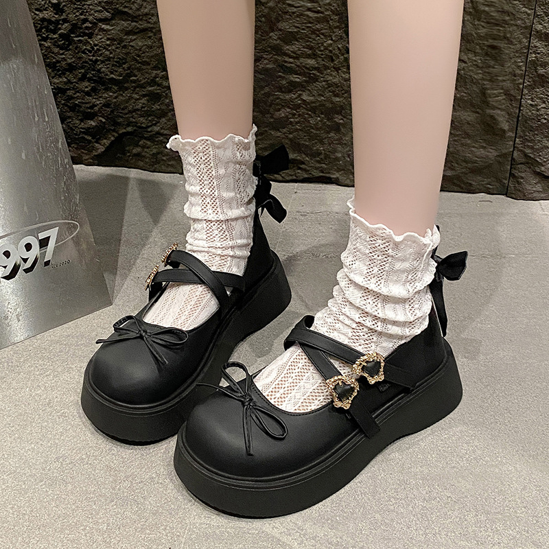 Dviguba sagtis su storu dugnu, maži Mary Jane odiniai bateliai, moteriški 2025 m. pavasario naujienos, moteriški universalūs mokasinai su sijonu