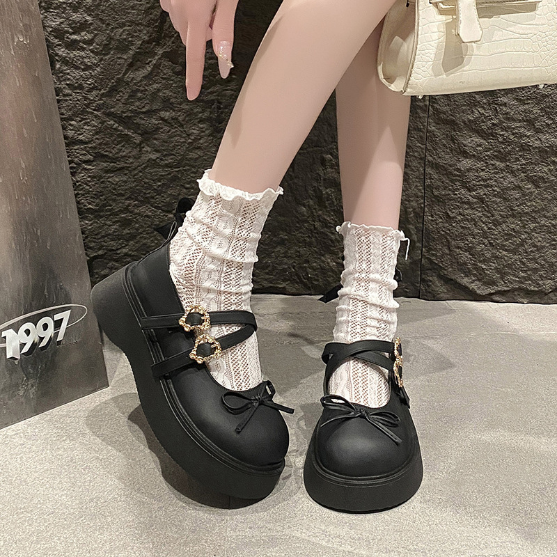 Dviguba sagtis su storu dugnu, maži Mary Jane odiniai bateliai, moteriški 2025 m. pavasario naujienos, moteriški universalūs mokasinai su sijonu