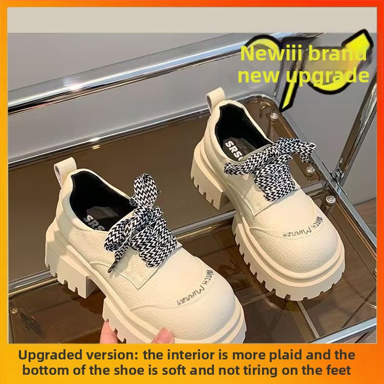 2025 m. vasaros nauji storapadiai bateliai su patobulintu kulnu, vienspalviai maži odiniai bateliai, retro britiško stiliaus, aukštos klasės, „Sense Explosion“ moteriški bateliai.