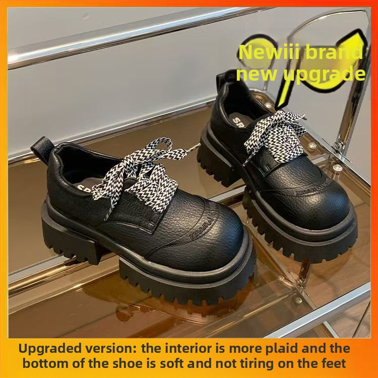 2025 m. vasaros nauji storapadiai bateliai su patobulintu kulnu, vienspalviai maži odiniai bateliai, retro britiško stiliaus, aukštos klasės, „Sense Explosion“ moteriški bateliai.