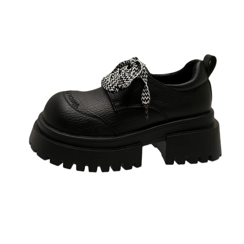 2025 m. vasaros nauji storapadiai bateliai su patobulintu kulnu, vienspalviai maži odiniai bateliai, retro britiško stiliaus, aukštos klasės, „Sense Explosion“ moteriški bateliai.