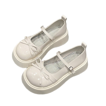 Μικρά δερμάτινα παπούτσια Mary Jane με χοντρό τακούνι και φιόγκο, για γυναίκες, με χοντρή σόλα και αυξανόμενο ύψος, Άνοιξη & Φθινόπωρο 2025, Νέα μοντέρνα ψηλοτάκουνα παπούτσια