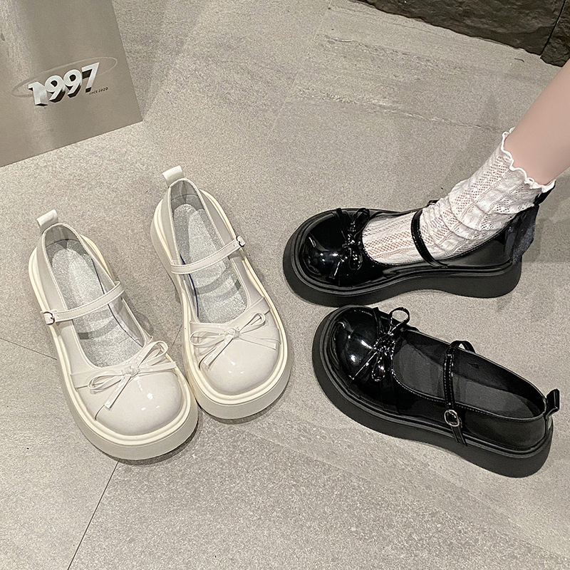 Storapadžiai, ūgį didinantys, maži, storakulniai, kaspino formos Mary Jane odiniai bateliai moterims, 2025 m. pavasario ir rudens nauji, madingi aukštakulniai bateliai.