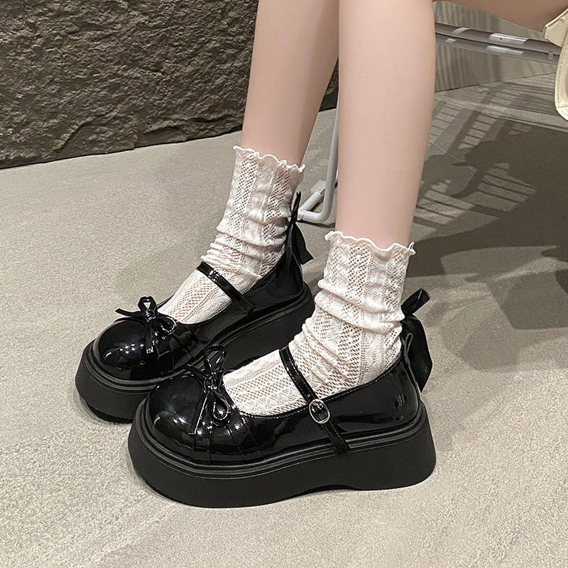 Storapadžiai, ūgį didinantys, maži, storakulniai, kaspino formos Mary Jane odiniai bateliai moterims, 2025 m. pavasario ir rudens nauji, madingi aukštakulniai bateliai.