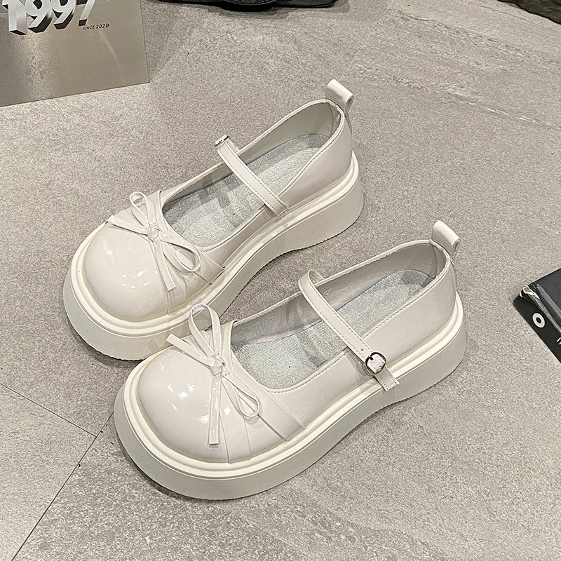 Storapadžiai, ūgį didinantys, maži, storakulniai, kaspino formos Mary Jane odiniai bateliai moterims, 2025 m. pavasario ir rudens nauji, madingi aukštakulniai bateliai.