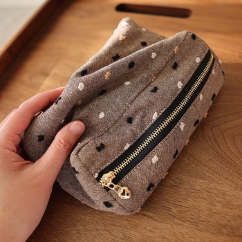 Ruuduline triibuline kangast meigikott, kandiline kolmemõõtmeline lukuga hoiukott, kaasaskantav reisikott, Jaapani stiilis sidurikott