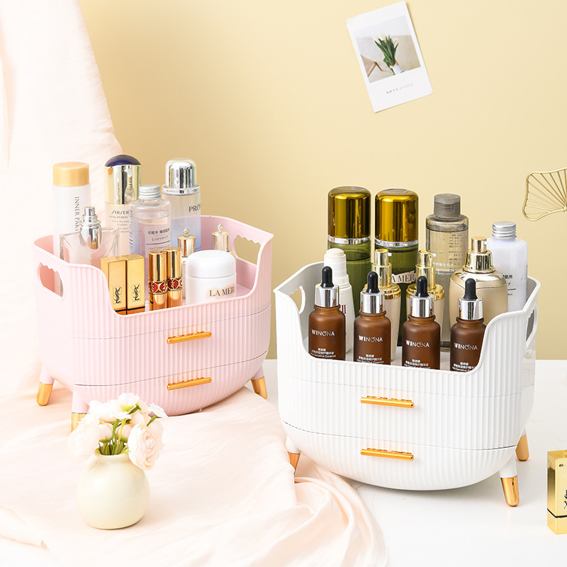 Kosmetikos laikymo dėžutė, prieinama prabangi ir aukštos klasės tualetinio stalo laikymo dėžutė, odos priežiūros priemonės, lūpų dažų kaukė, dulkėms atspari apdailos lentynėlė
