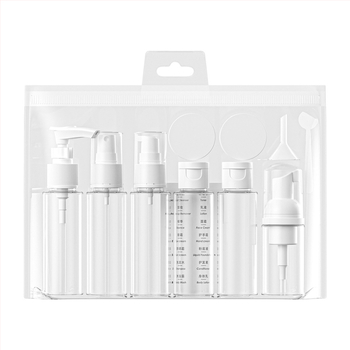 PET juodai baltas kelioninis nešiojamas buteliukas, šampūnas, kūno muilas, tonikas, emulsija, esencija, tuščias buteliukas