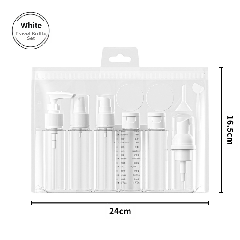 PET juodai baltas kelioninis nešiojamas buteliukas, šampūnas, kūno muilas, tonikas, emulsija, esencija, tuščias buteliukas