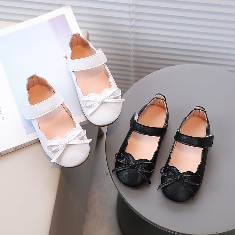 Pantofi sport pentru copii, pantofi sport cu gura pătrată, din piele, cu un singur strat, pentru fete, la modă, cu arc mic, pantofi plat, pantofi de dans pentru fetițe